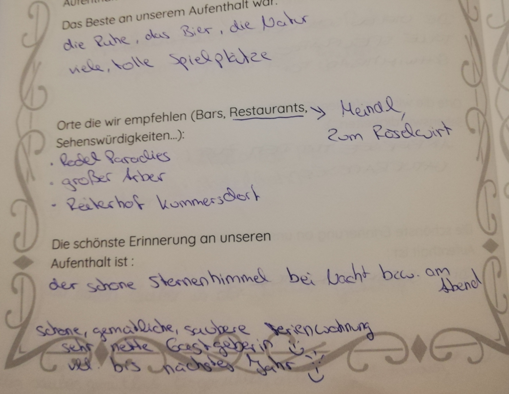 Ferienwohnung am See Gästebuch